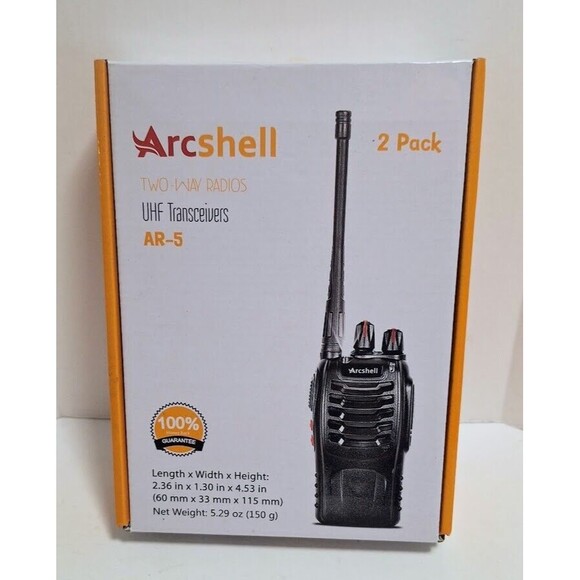 ARCSHELL RECHARGEABLE 2-PACK AR-5 UHF TRANSCEIVERS TWO-WAY RADIOS NEW IN BOX - Picture 1 of 7